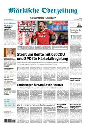 Cover of Markische Oderzeitung Uckermarkanzeiger