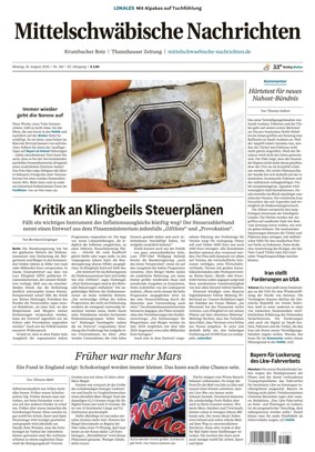 Cover of Mittelschwaebische Nachrichten