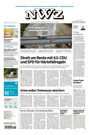 Cover of NWZ – Neue Wurttembergische Zeitung