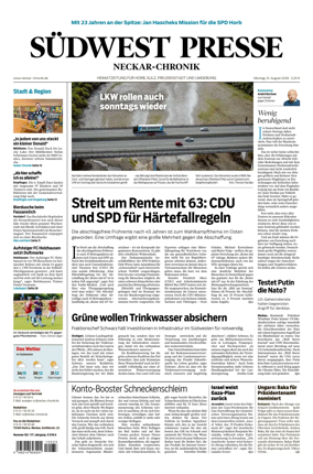 Cover of SUDWEST PRESSE - Neckar-Chronik