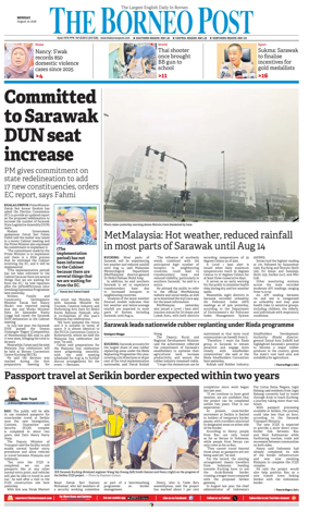 Cover of The Borneo Post (Sarawak)