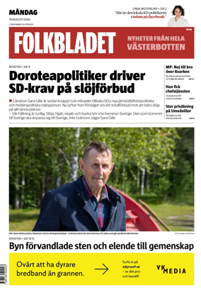 Cover of Folkbladet Vasterbotten