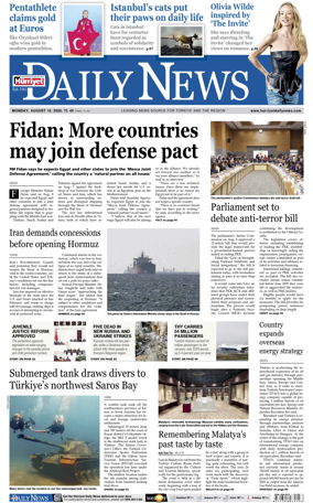 Cover of Hurriyet Daily News & Economic Review