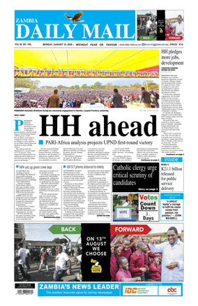 Cover of Zambia Daily Mail