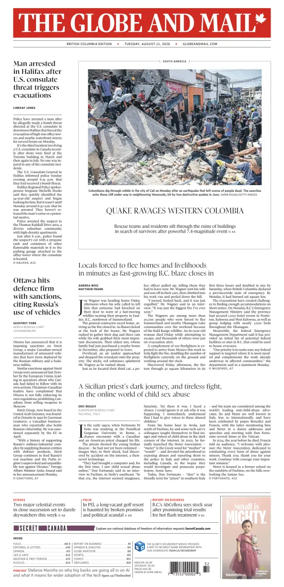 Cover of The Globe and Mail (BC Edition)