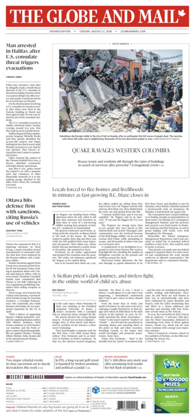Cover of The Globe and Mail (Ontario Edition)