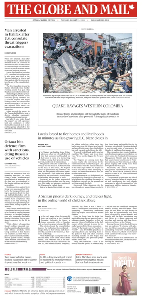 Cover of The Globe and Mail (Ottawa/Quebec Edition)