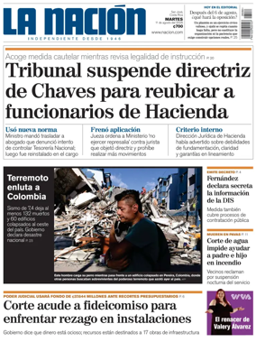 Cover of La Nacion (Costa Rica)