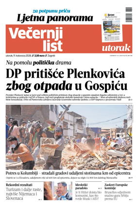 Cover of Vecernji list - Zagreb