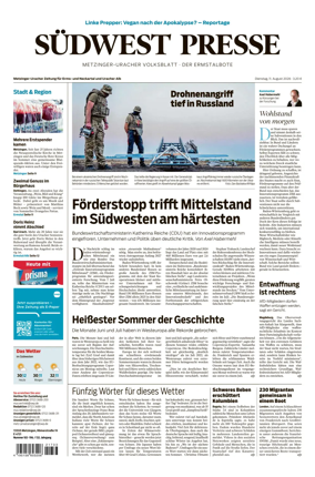 Cover of Sudwest Presse - Metzinger Uracher Volksblatt - Der Ermstalbote