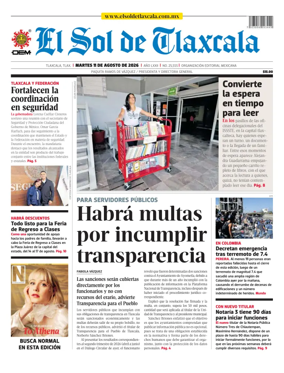 Cover of El Sol de Tlaxcala