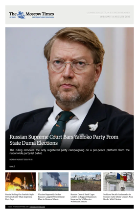 Cover of The Moscow Times - English