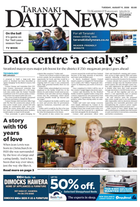 Cover of Taranaki Daily News