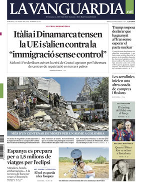 Cover of La Vanguardia (Catalonia - 1st edition)