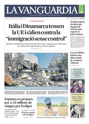 Cover of La Vanguardia (Catala)