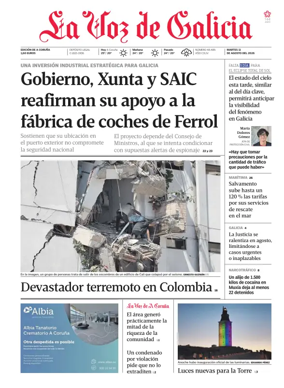 Cover of La Voz de Galicia (A Coruna)