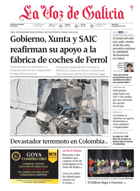 Cover of La Voz de Galicia (Ourense)