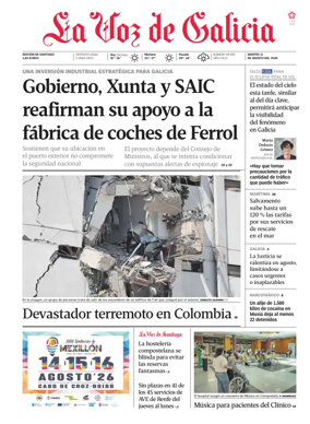 Cover of La Voz de Galicia (Santiago)