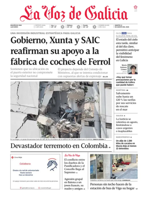Cover of La Voz de Galicia (Vigo)