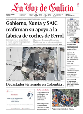Cover of La Voz de Galicia (Viveiro)