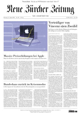 Cover of Neue Zurcher Zeitung