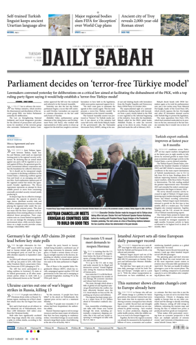 Cover of Daily Sabah (Turkey)