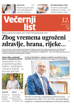 Cover of Vecernji list BiH