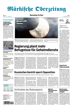 Cover of Markische Oderzeitung Bernau