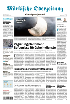 Cover of Markische Oderzeitung Eisenhuttenstadt