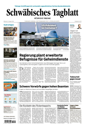 Cover of Schwabisches Tagblatt - Tubinger Chronik