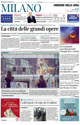 Cover of Corriere della Sera (Milano)