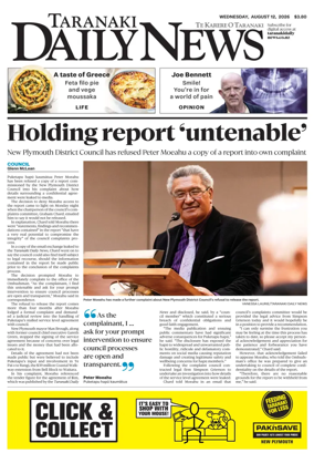 Cover of Taranaki Daily News