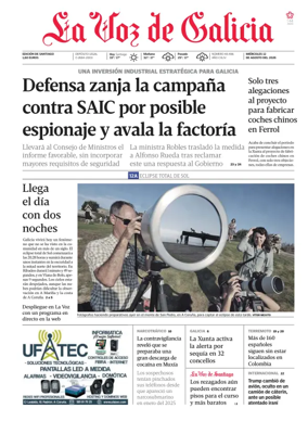 Cover of La Voz de Galicia (Santiago)