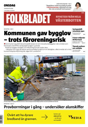 Cover of Folkbladet Vasterbotten