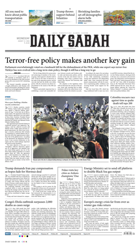 Cover of Daily Sabah (Turkey)