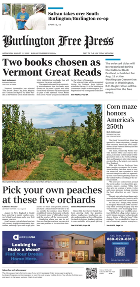 Cover of Burlington Free Press