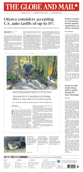 Cover of The Globe and Mail (Alberta Edition)