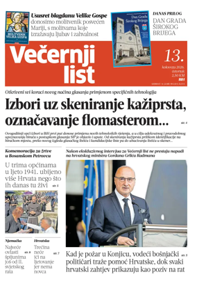 Cover of Vecernji list BiH