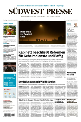 Cover of Sudwest Presse - Metzinger Uracher Volksblatt - Der Ermstalbote