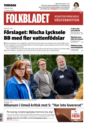 Cover of Folkbladet Vasterbotten
