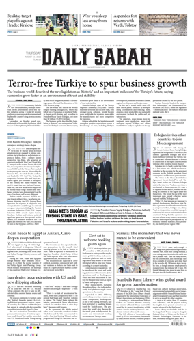 Cover of Daily Sabah (Turkey)