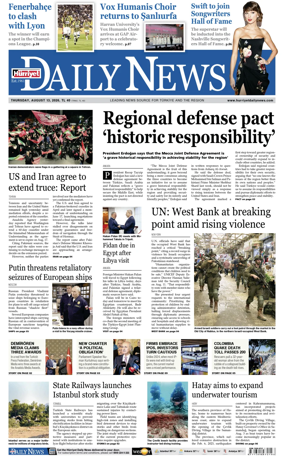 Cover of Hurriyet Daily News & Economic Review