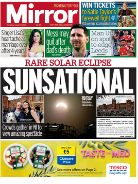Cover of Daily Mirror (Northern Ireland)