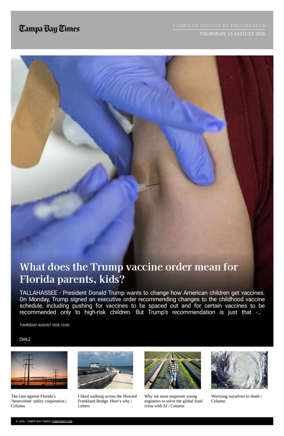 Cover of Tampa Bay Times TFP