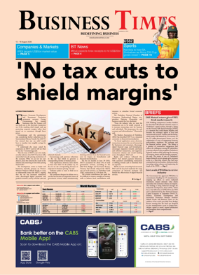 Cover of Business Times (Zimbabwe)