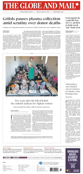 Cover of The Globe and Mail (Ottawa/Quebec Edition)