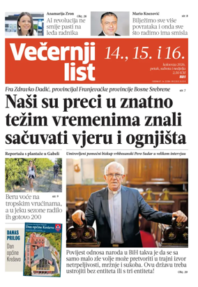 Cover of Vecernji list BiH
