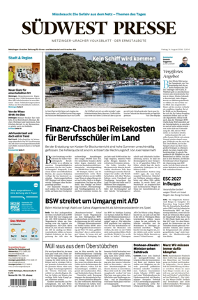 Cover of Sudwest Presse - Metzinger Uracher Volksblatt - Der Ermstalbote