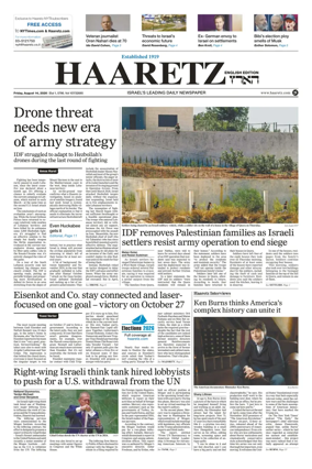 Cover of Haaretz english edition (Friday)