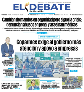 Cover of El Debate de Mazatlan